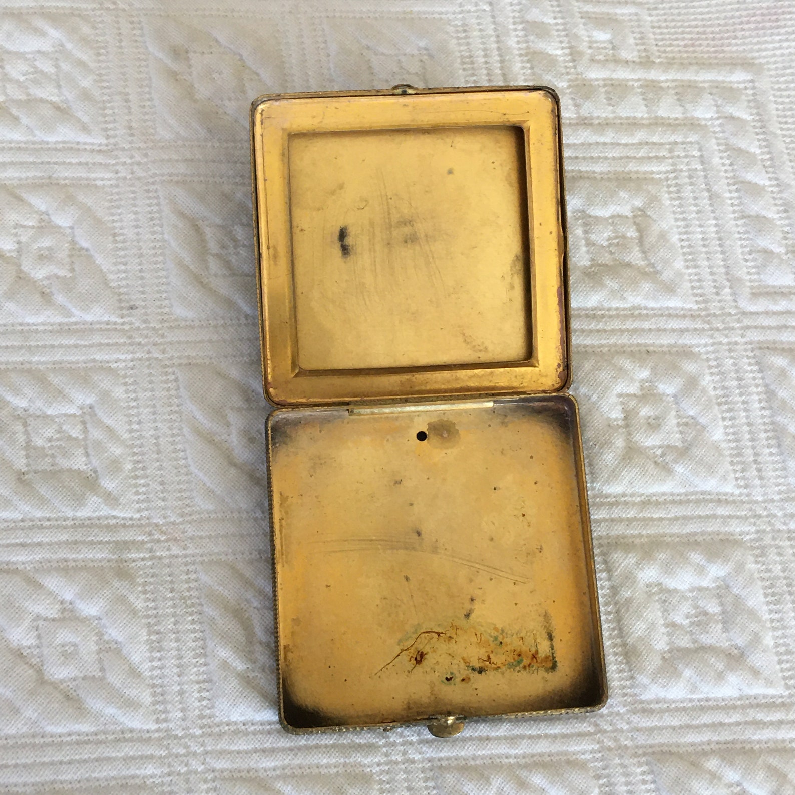 Vintage Brass Frame Pill Box With Set Amber Stone in Filigree Etsy UK