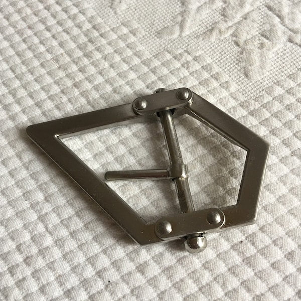 Vintage Asymmetrical Triangular Stainless Steel Belt Buckle. Stylish, Distinctive and Attention Getting Dress Accent.