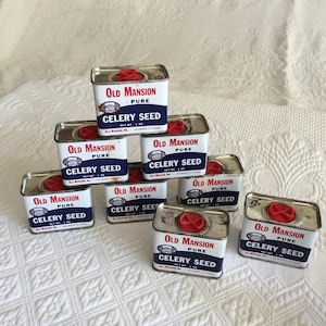Vintage Old Mansion Spice Tins. Choose Your Spice. Old Mansion, Inc. Richmond, VA.