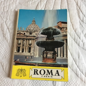 Carnet de cartes postales photo souvenir vintage à dépliant Roma 1ère série. 18 pages d'images à déplier en souvenir.