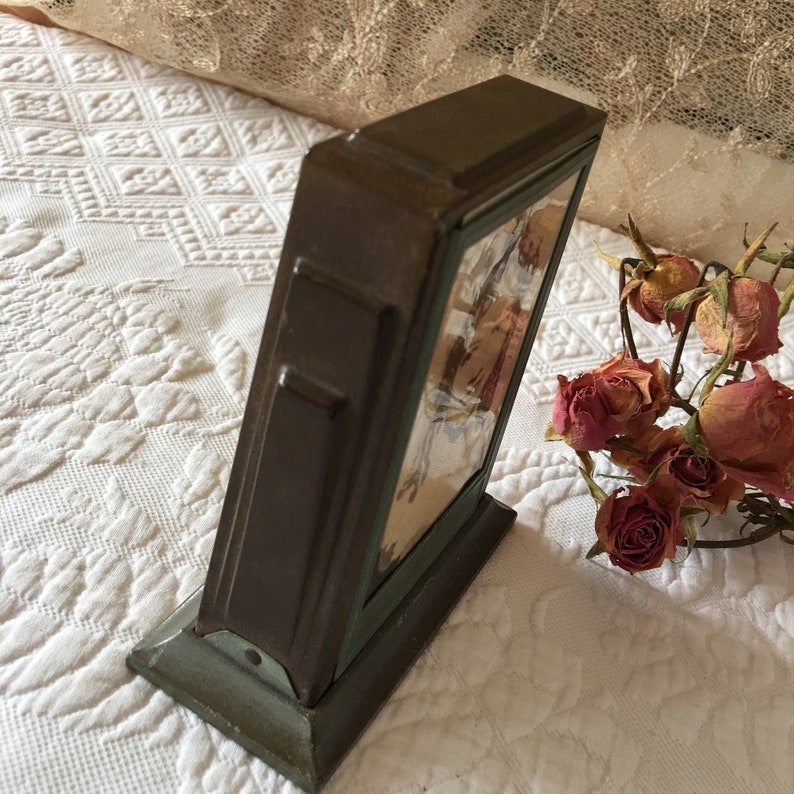 Art Deco Style Metal Desk Picture Frame With Slot in Bottom for Coins Old Picture In Frame. Vintage Picture Frame Bank