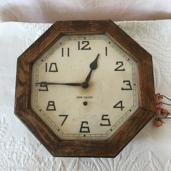 Antique the New Haven Clock Company 8 Day Time Clock. Octagon Etsy