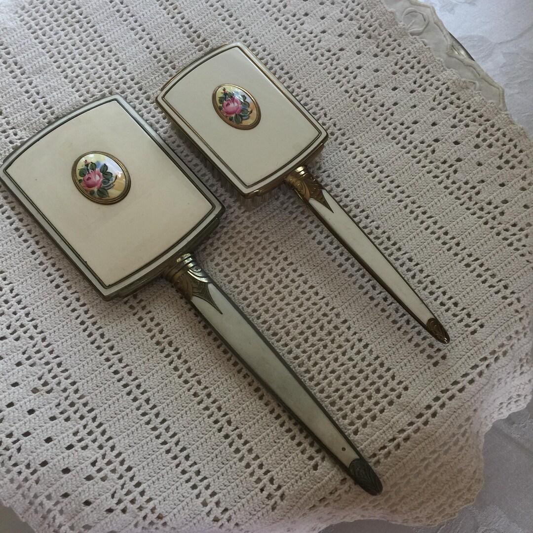 Vintage Evans Hand Mirror and Brush in Art Deco Style With  display picture 1