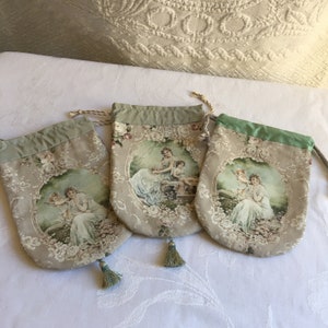 Handmade Cotton and Silk Reticule With Artist Designed Fabric, White ...