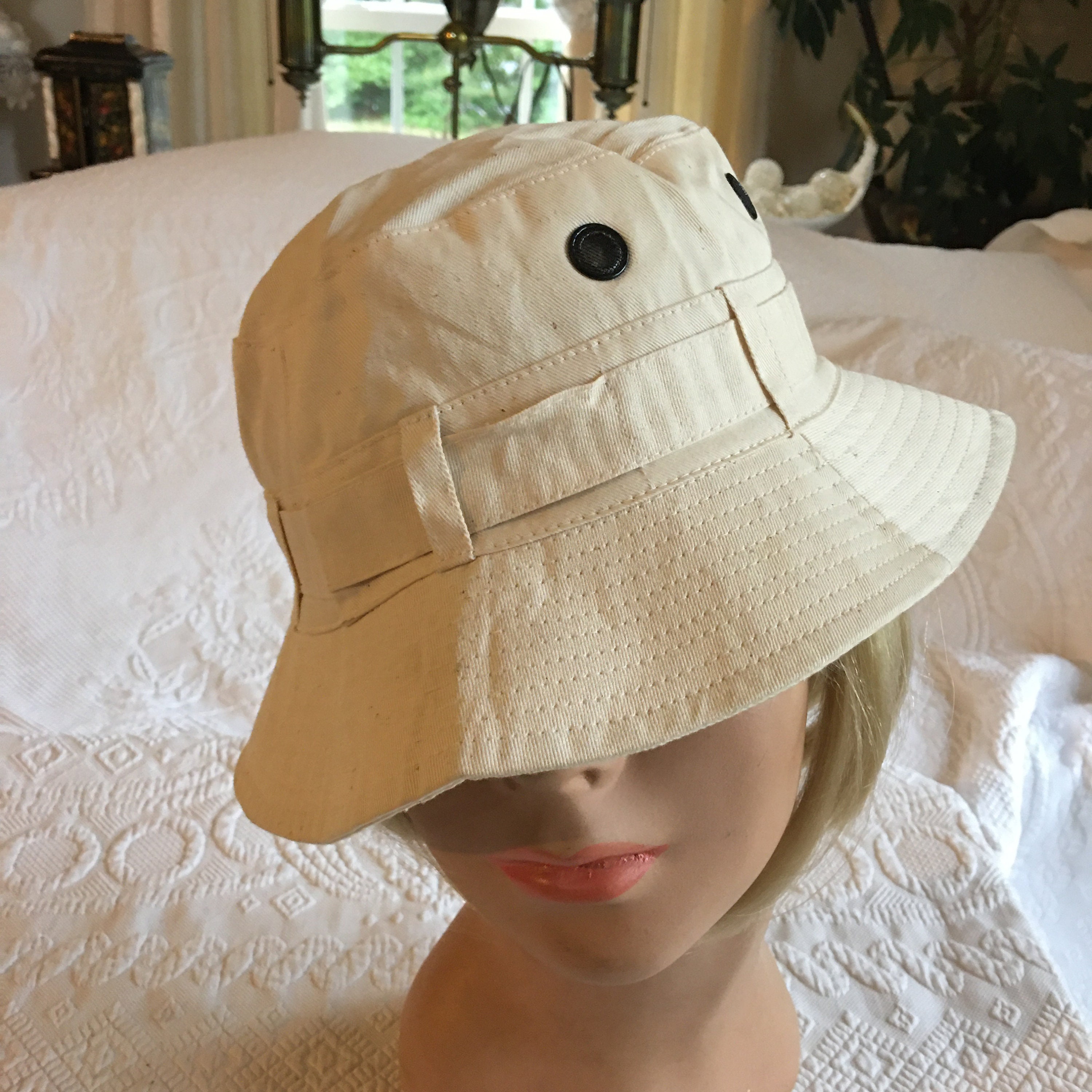 Vintage Size 59 Triangle Headwear, 100% Cotton Ventilated Bucket