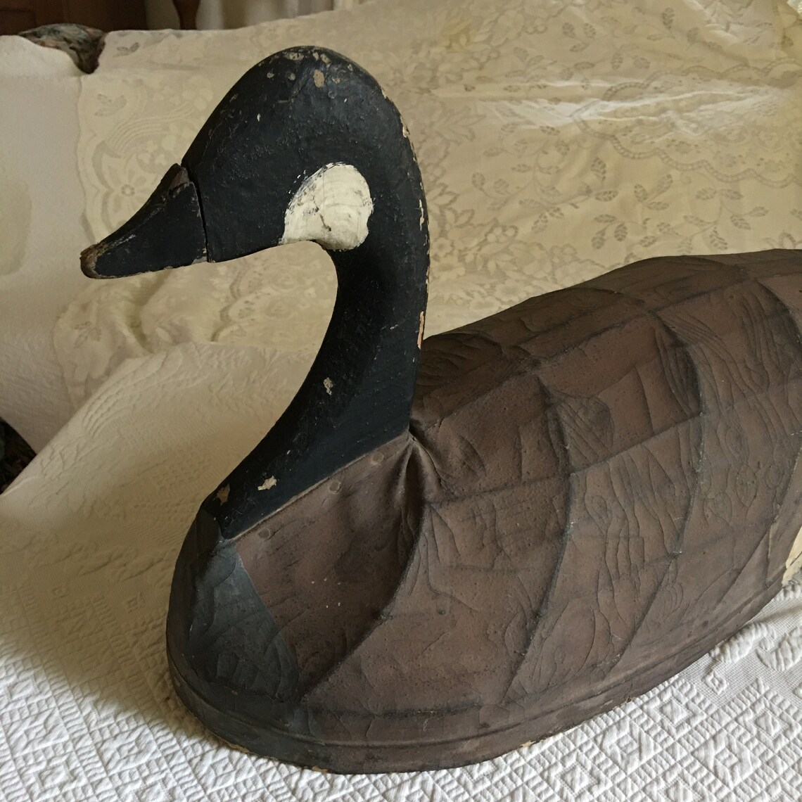 Vintage Canvas and Wood Canada Goose Decoy. Mid Century Large Etsy