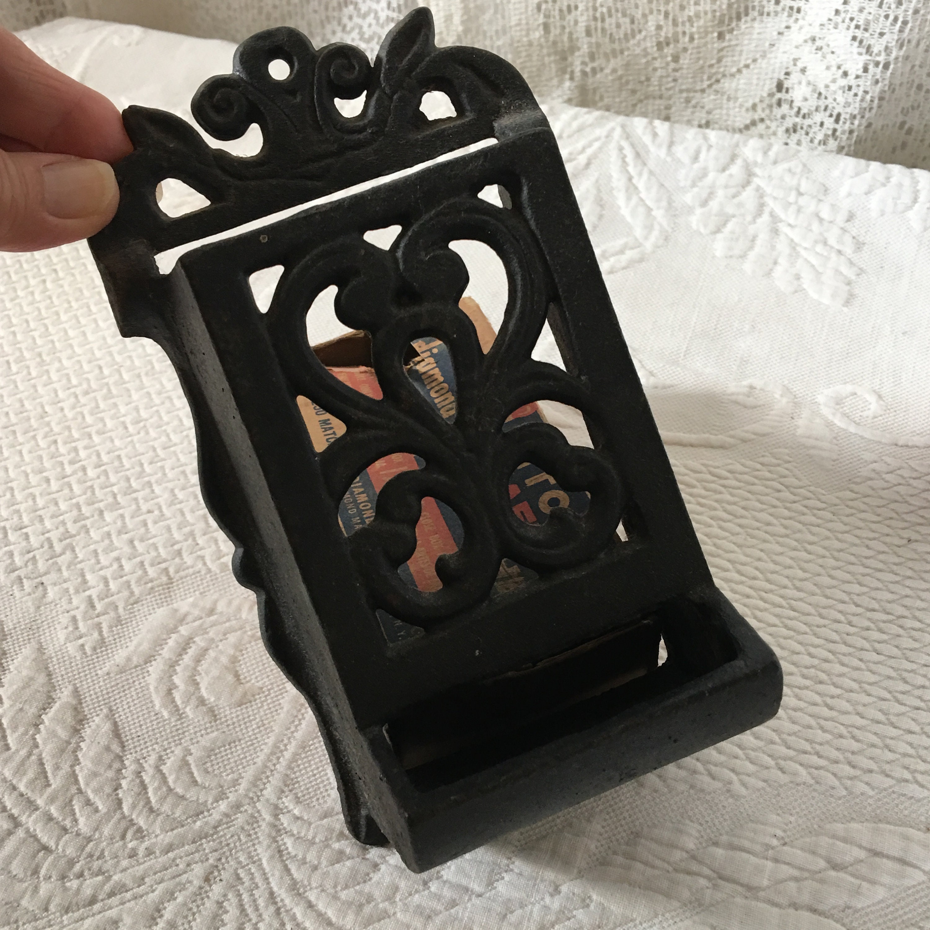 Antique Wall Cast Iron Match Box Holder. Openwork Decorative Etsy