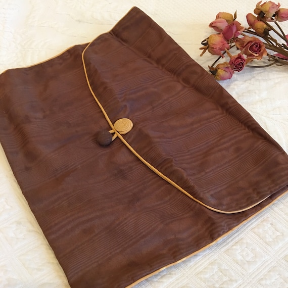 Vintage Lingerie Pouch or Hosiery Pouch. Brown Si… - image 1