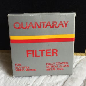 Vintage Quantaray Camera Filter for SLR/Still/Video/Movies. Fully Coated Optical Glass Metal Ring. 52% R2 24-166-1651.