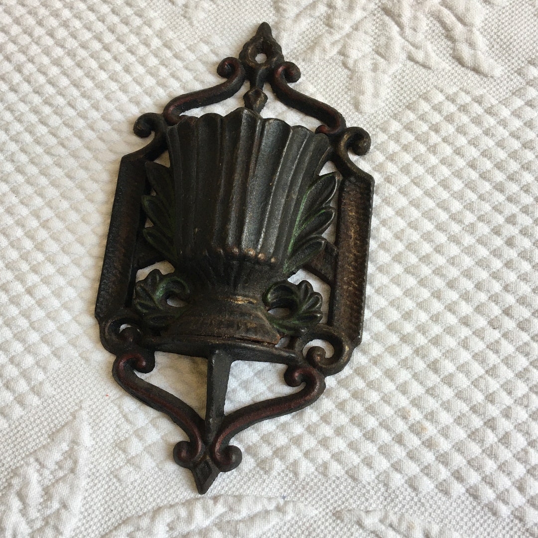 Antique Wall Match Holder. Wall Mounted Container From Kitchen Decor of