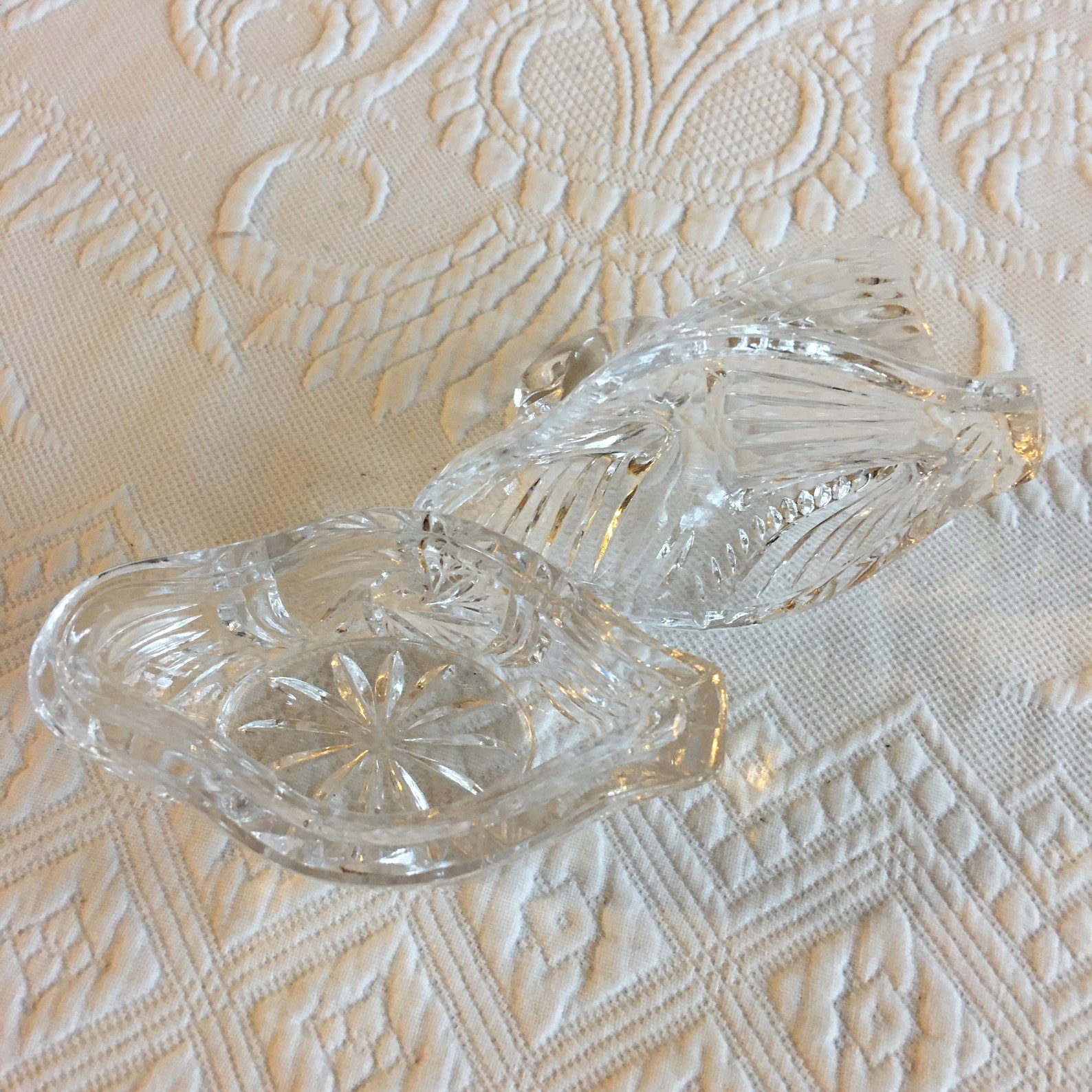 Vintage Pressed Glass Crystal Swan Dish With Lid. Beautiful Etsy