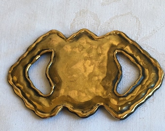 Vintage Paquette Belt Buckle Frog. Shiny Gold Monogram Look  display picture 2