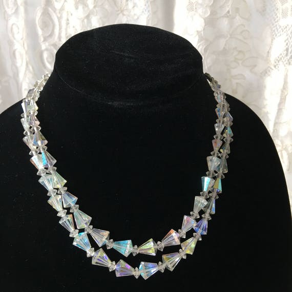 Vintage Double Layered Crystal Beaded Necklace