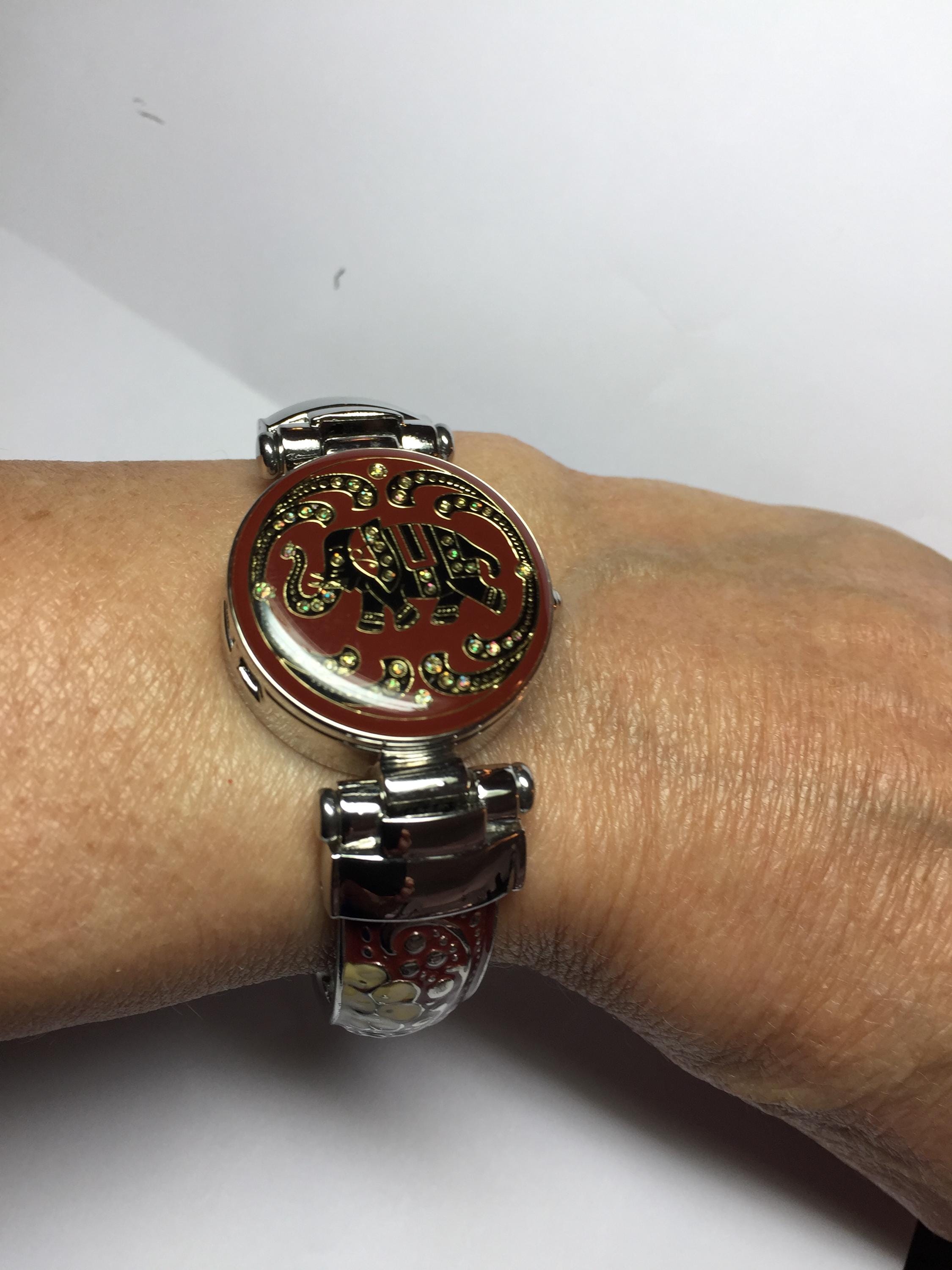 Vintage Cuff Peekaboo Watch Bracelet. Persona Quartz Watch With