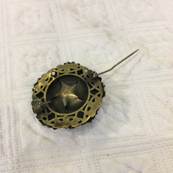 Vintage Brass Pearl Pin Brooch. Brass Flower With… - image 5