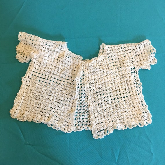 Vintage Cotton Crocheted Baby Sweater. Not Comple… - image 1