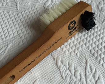 Vintage Wood Shoeshine Brush. Soft and Stiff Bristles from SOF Shoe Care. Premium Cleaning Brush.