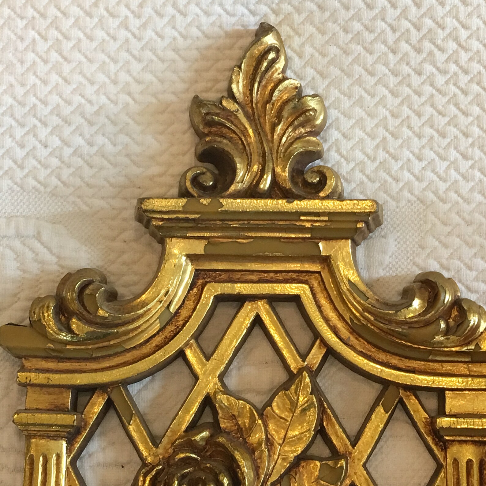 Vintage Gold Painted Wall Plaques With Flower Designs. Fancy Etsy