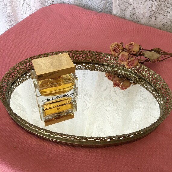 Vintage Gold Mirrored Dresser Tray Dresser Accessory Mirror Etsy