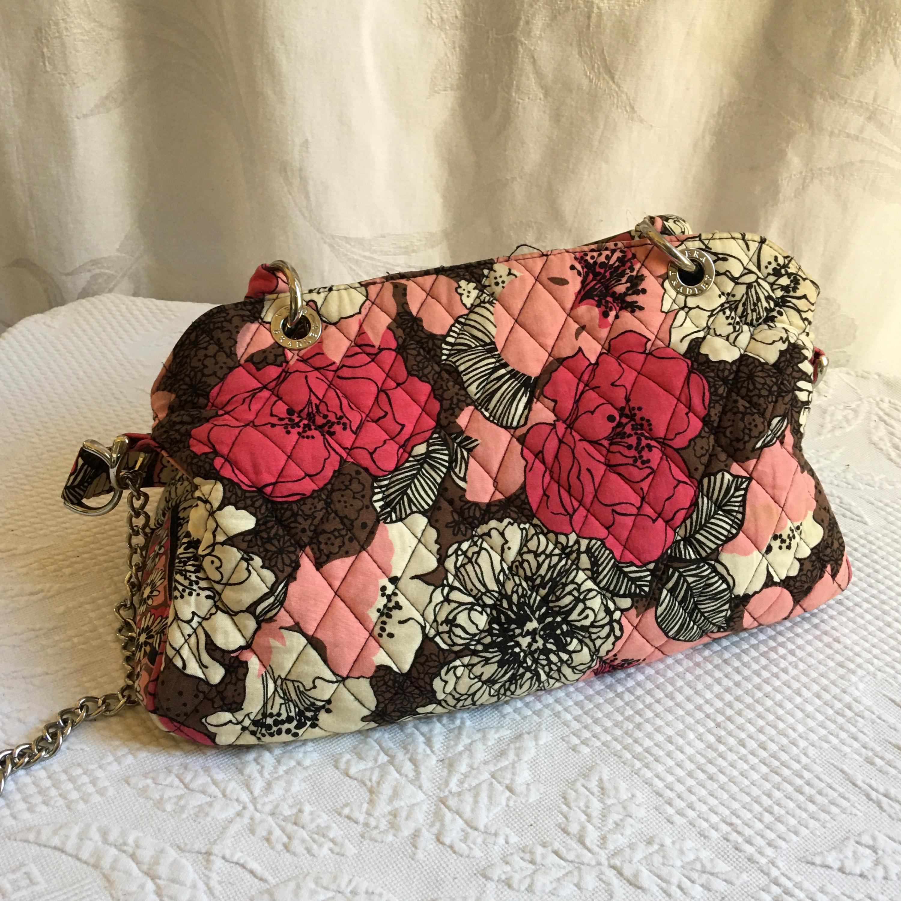 Vera Bradley Quilted Floral Backpack and Wallet in Brown with Pink Accents Variety of Vera Bradley backpack and purses main image 2