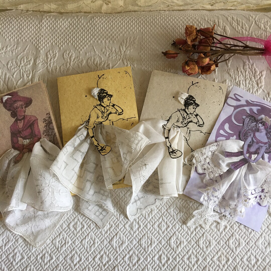 Vintage Handkerchief Greeting Card. Choose Your Card and Hankie