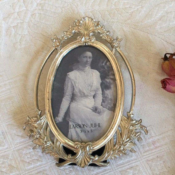 Cornice Ovale In Legno Con Intagli, Noce Filo Oro, 40x60 Cm - Foto 11