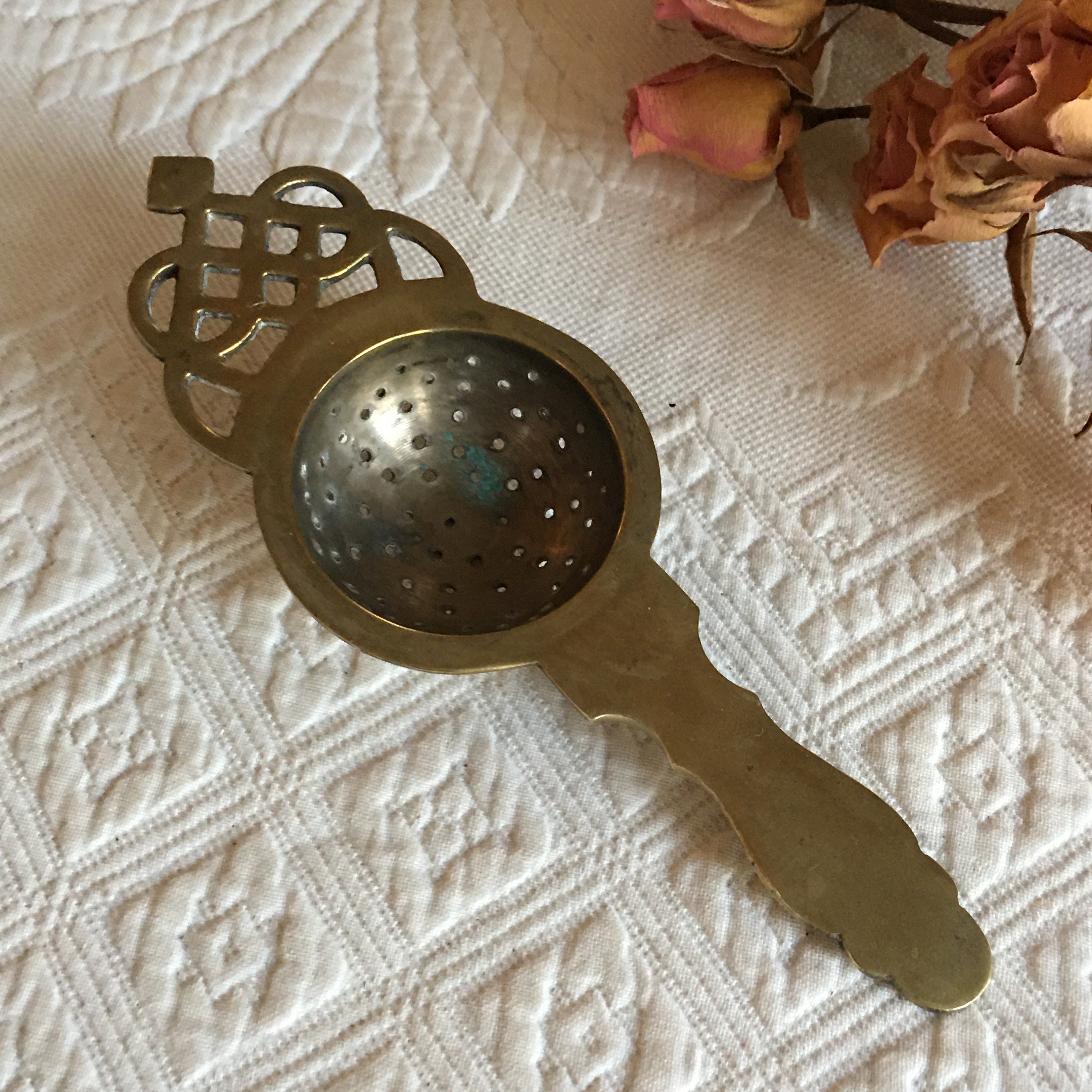 Vintage Brass Tea Strainer. Loose Leaf Tea Strainer . Etsy