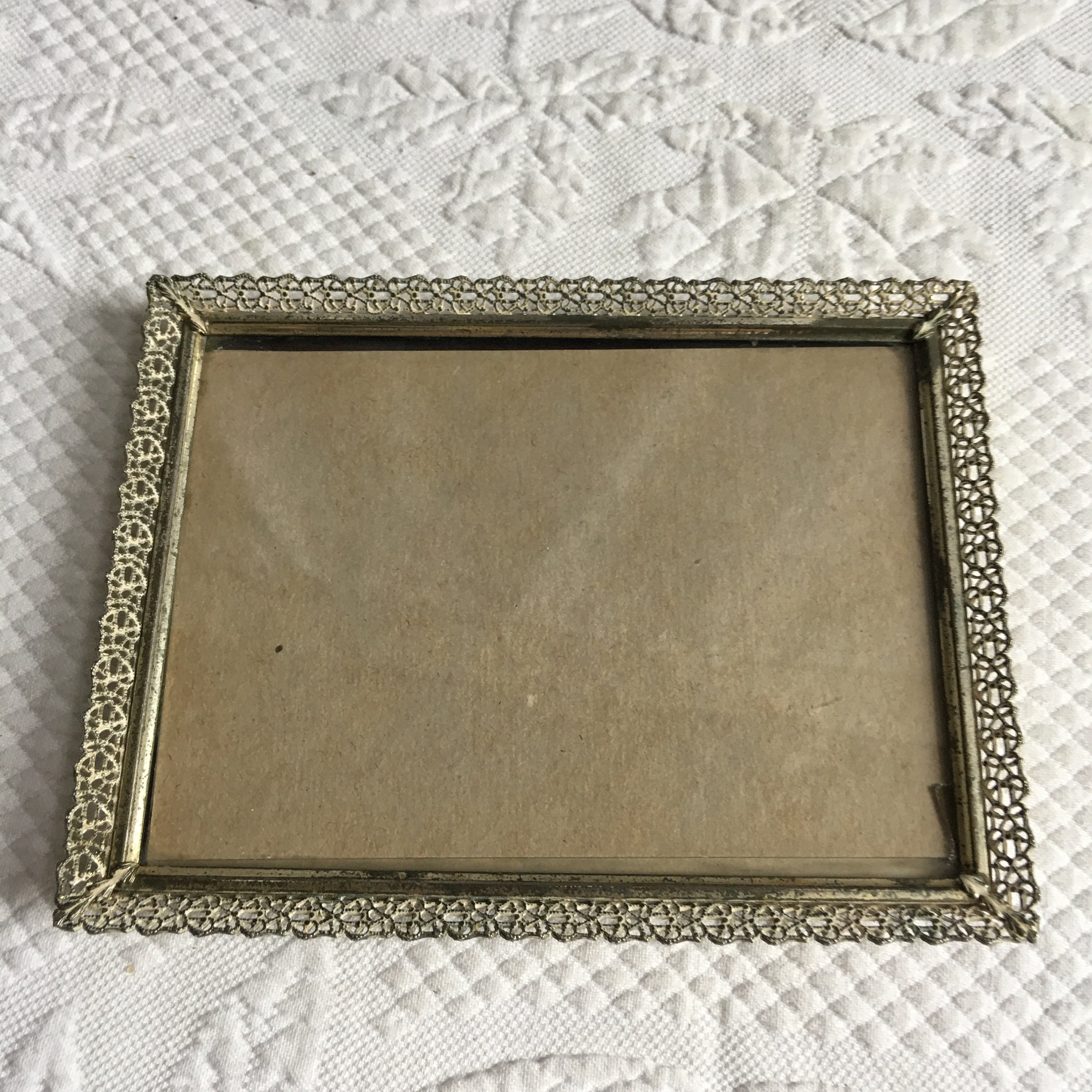 Vintage 1950s Openwork Brass Gold Metal Openwork Frame. Charming