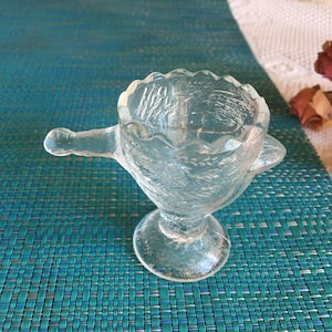 Vintage Chicken Toothpick Holder with Beak and Tail Handle. Pressed Glass Decorative Toothpick.