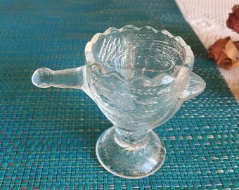 Soporte de palillo de pollo vintage con mango de pico y cola. Palillo decorativo de vidrio prensado.
