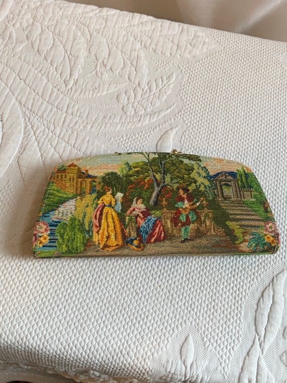 Vintage Tapestry Clutch Purse. Double Twist Snap … - image 6