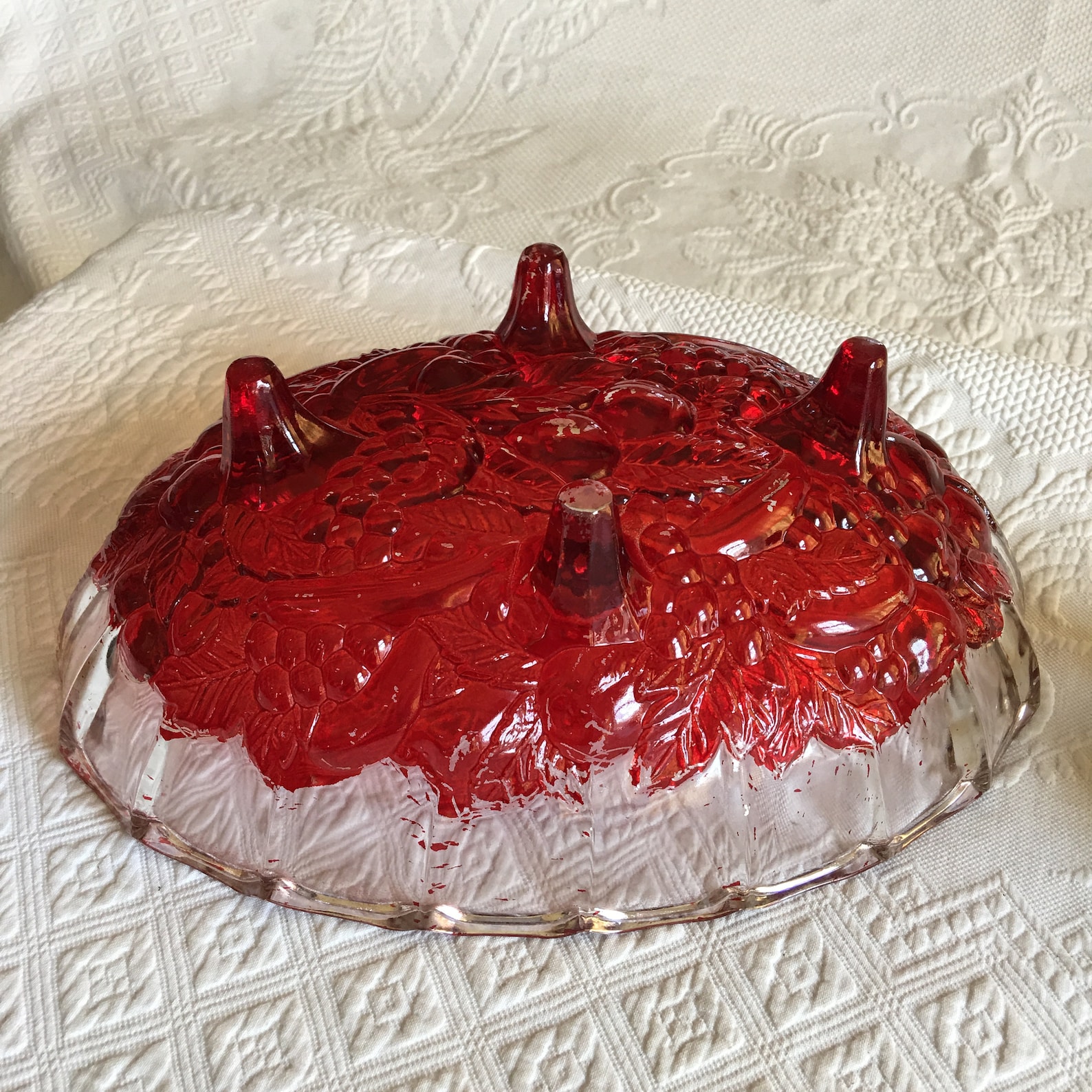 Vintage Large Oval Pressed Glass Oval Bowl. Heavy Solid Glass Etsy