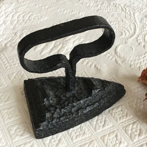 Antique Wrought Iron Iron. Great Display Black Rustic Looking Iron. Great Door Stop Iron.