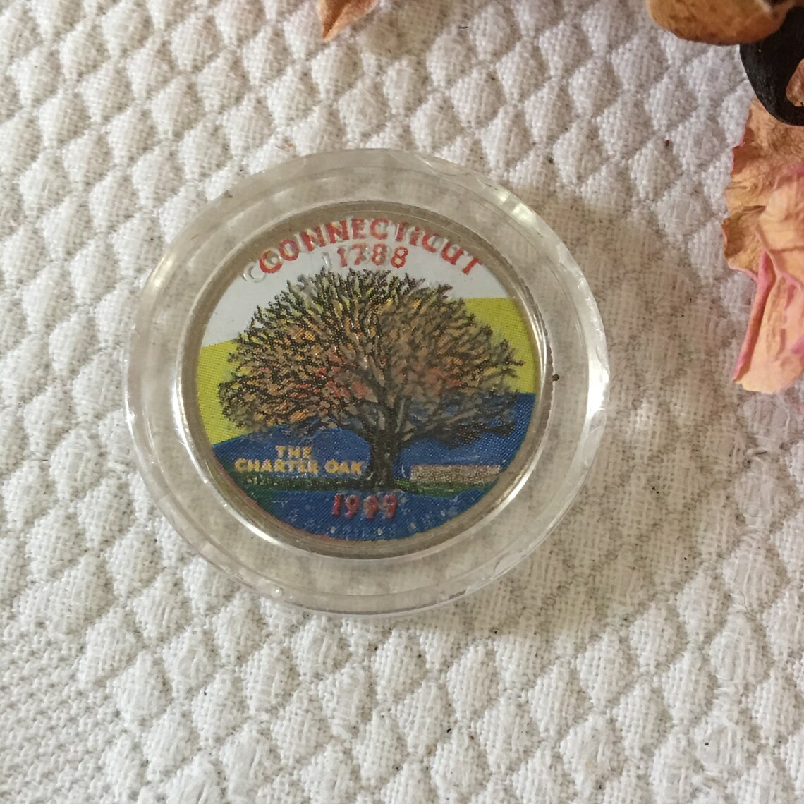 Vintage 1999 Connecticut Quarter in Color. the Charter Oak Etsy