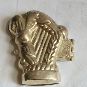 Vintage Alda&#39;s Ice Cream Mold. Angel Harp Design. For Ice Cream, Chocolate, Butter or Soap. Heavy Silver Plate Hinged Mold Made in India.