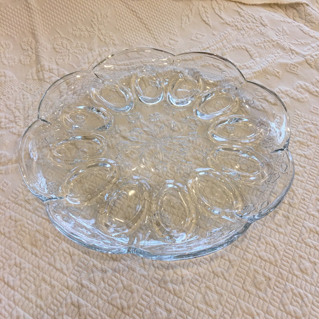 Vintage Egg Serving Dish. Clear Egg Shaped Ridges for Deviled Egg ...