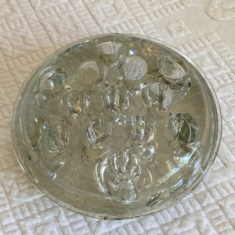 Vintage Clear Glass Holed Flower Frog. Flower Holder Frog. Etsy