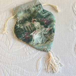 Handmade Cotton and Silk Reticule With Artist Designed Fabric, Green ...