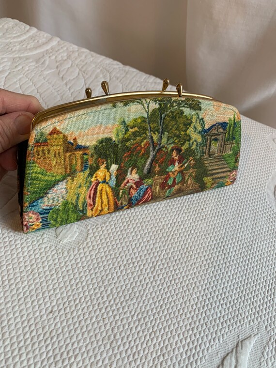 Vintage Tapestry Clutch Purse. Double Twist Snap … - image 8