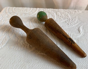 Vintage Wood Sieve Pusher for Straining Fruit or Other Food. Cone Shaped Wooden Pusher Pestle. Hand Made Turned Pusher. For Fruit Etcetera.