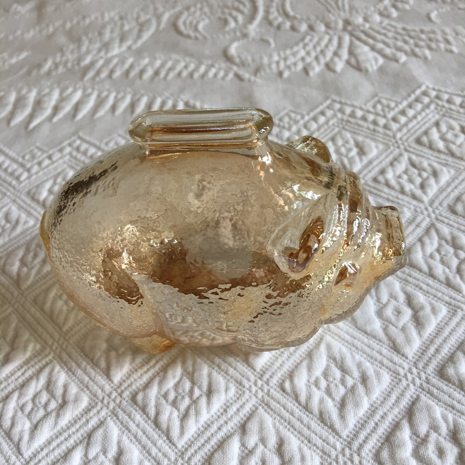 Vintage 1960s Amber Glass Piggy Bank. The Glass Has an Etsy