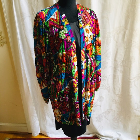 Vintage Diane Freis Original Silk Colorful Long F… - image 10