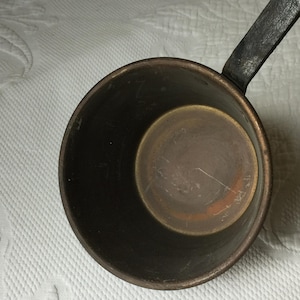 Antique Rustic Iron and Brass Dipper Pot. Reenacting Period Open Fire Cooking Large Dipper or Ladle. Great for Kitchen Display.