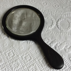 Vintage Black Wood Hand Mirror. Choose Round or Rectangular Shape. Both Have Beveled Edge Mirrors That are Clear. Listing for One.