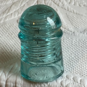 Vintage W Brookfield New York Electrical Glass Insulator Connection Cover. Light Blue Color. Insulator.