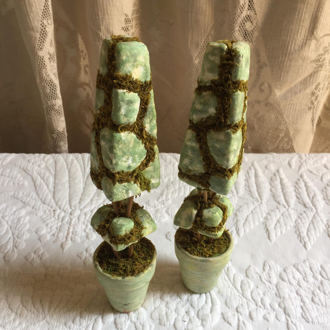 Polyfome Tree Vintage Moss and Styrofoam Decorative Trees for Dollhouse or Just to ...