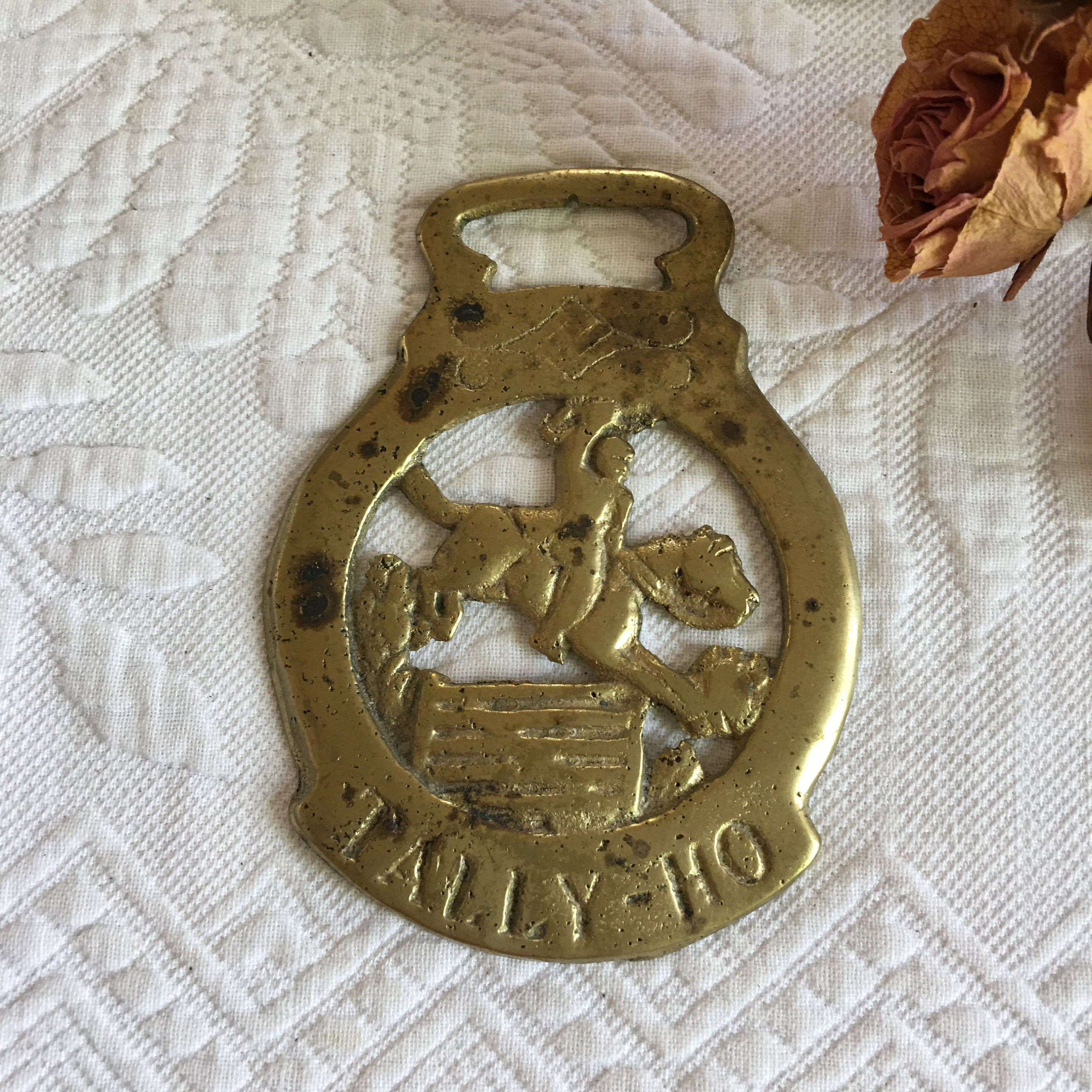 Vintage Choose Horse Harness Brass Medallion. Tally Ho Jumping Horse and  Jockey, Horse Head, Thistle, Standing Horse, or Cat. England. 