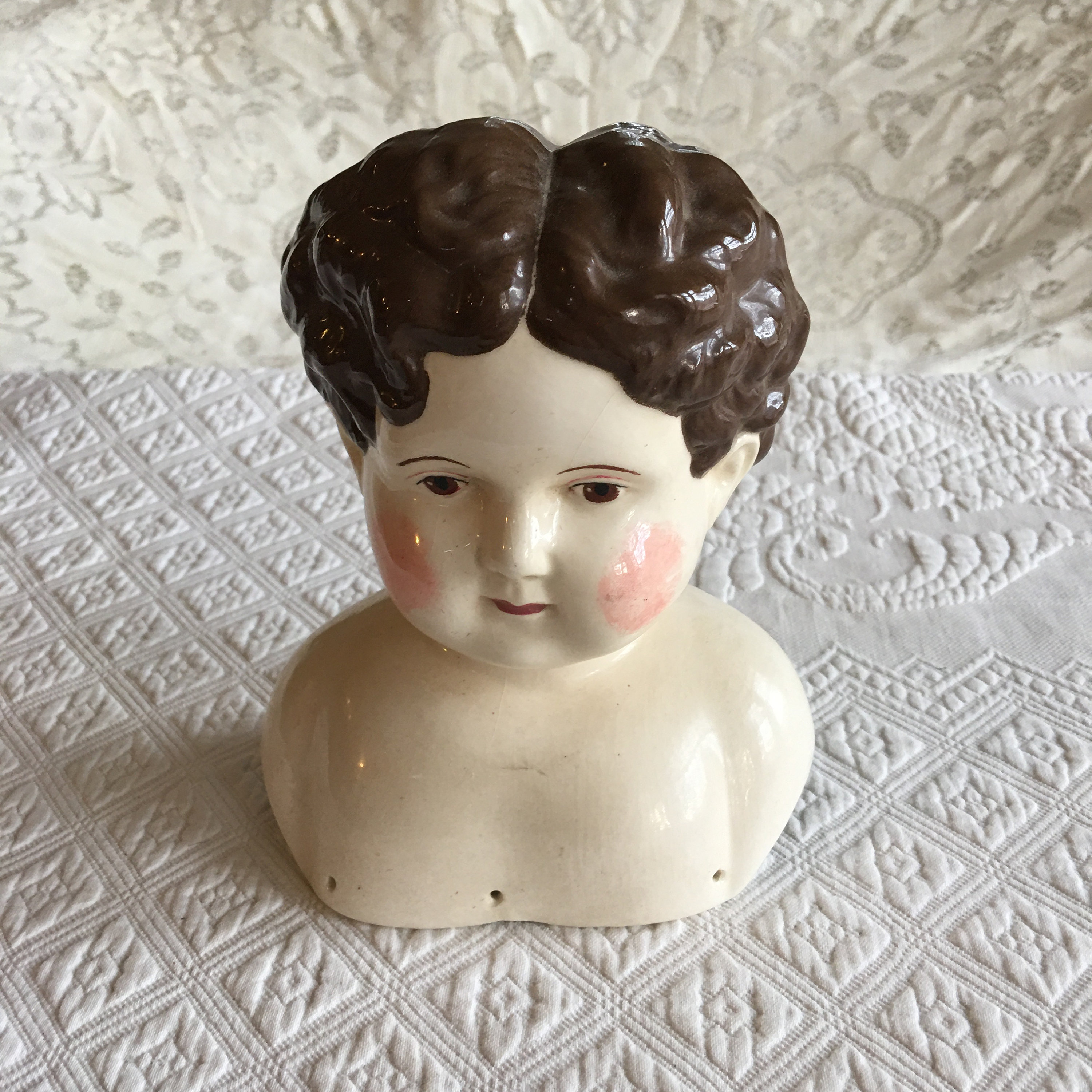 Artist Doll Head, Porcelain Head Head by VS H 1988 , Artists Reproduction,  Doll Making, Germany 1990 