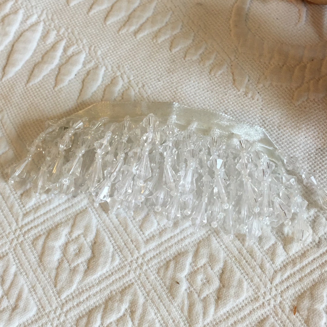 Fascinator Hair Comb With Three Rows of Clear Sparkly Beads Etsy