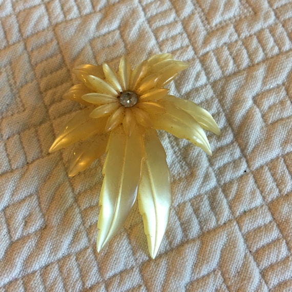 Vintage Celluloid Flower Pin. Iridescent Celluloi… - image 1